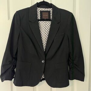 The Limited Black Blazer M | Ruched Sleeves Tailored Jacket